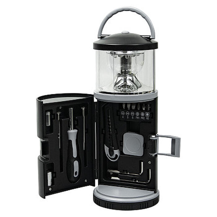 Набор инструментов Tools lantern cо встроенной лампой, 15 инструментов, черный, в пластиковом футляре