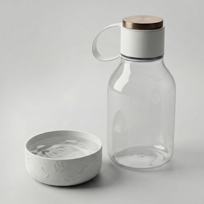 Бутылка для воды 2-в-1 «Dog Bowl Bottle» со съемной миской для питомцев, 1500 мл, белый