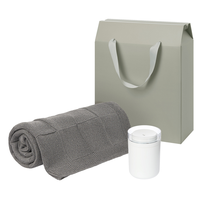 Подарочный набор Авена, Селла (Avena, Cella), серый (увлажнитель, плед)