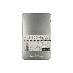 Набор чернографитовых карандашей  "Sketch & Art" ,12 шт. b-14b,  металлическая коробка с ложементом