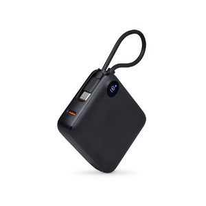 Внешний аккумулятор со встроенным кабелем «Liri», QC/PD, 10000 мАч, черный